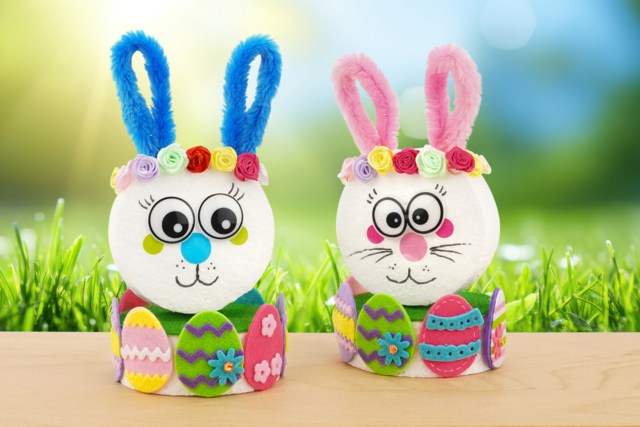 Les petits lapins badins - Embellissements fleurs et coeurs - 10doigts.fr