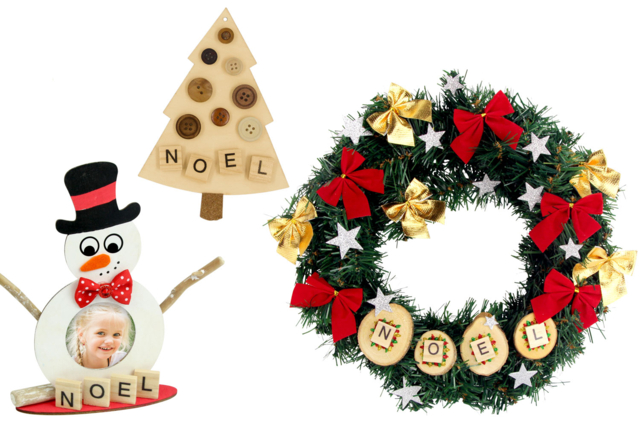 lettres bois noel - Décorations de Noël en bois à décorer - 10doigts.fr