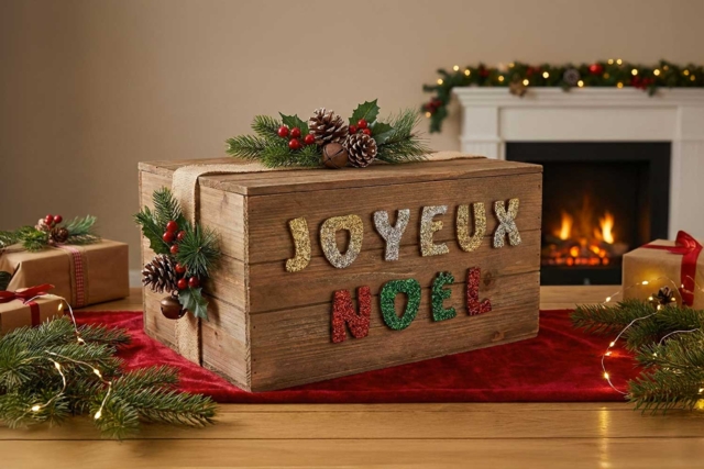 Lettres "Joyeux Noël" bois  à decorer - Lettres en bois à décorer - 10doigts.fr