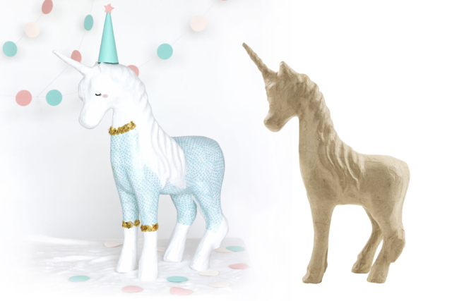 licorne bleue - Animaux en carton - 10doigts.fr