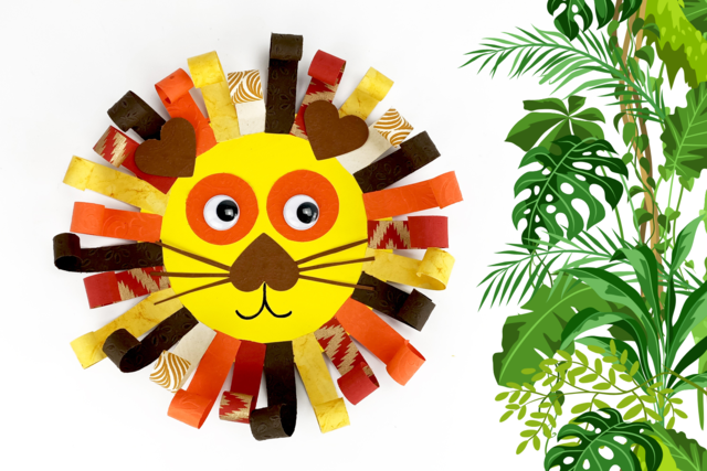 Lion avec des bandes de papier - Perforatrices fantaisies - 10doigts.fr