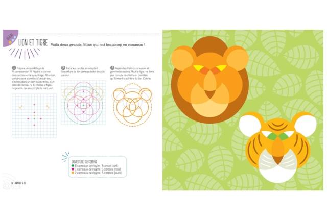 Livre : Dessiner avec un compas animaux - Livres activités créatives - 10doigts.fr