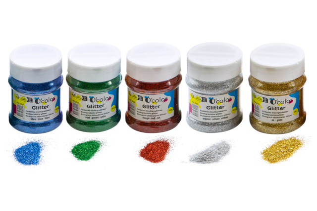 Lot de 5 pots de 100 gr de paillettes biodégradables ultrafines - Paillettes à saupoudrer - 10doigts.fr