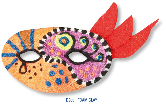 Loup décoré avec de la pâte à modeler FOAM CLAY - Masques créatifs enfants - 10doigts.fr