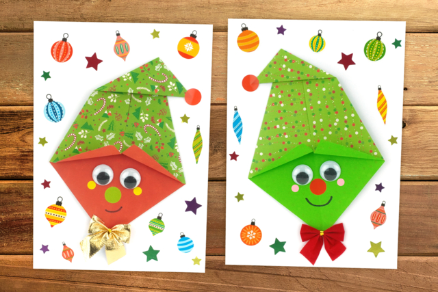 Lutin du père Noël - pliage facile - Gommettes de Noël : autocollants et stickers créatifs pour enfants - 10doigts.fr