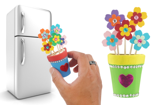 Magnet petit pot de fleurs - Pots en carton - 10doigts.fr