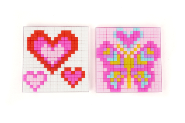 Magnet pixel art coeur papillon - Aimants et magnets créatifs pour loisirs créatifs - 10doigts.fr