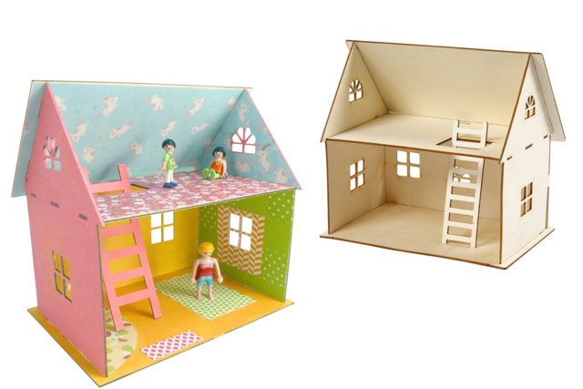 maison 3D à construire - Maquettes en bois - 10doigts.fr
