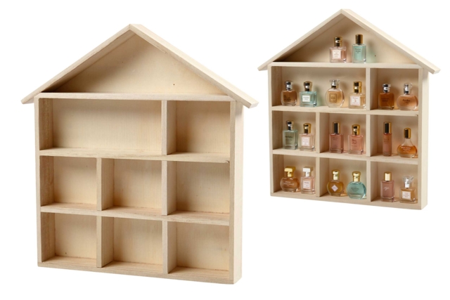 Maison étagère  en bois - Suspensions et déco murale en bois à décorer - 10doigts.fr