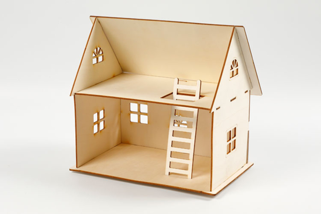 maison en 3d - Maquettes en bois - 10doigts.fr