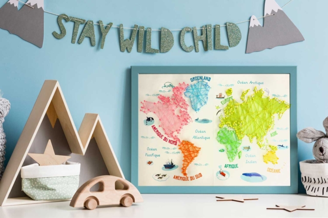 mappe monde string art - Coffret String Art - 10doigts.fr