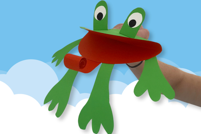 Marionnette grenouille en papier - Papiers colorés - 10doigts.fr