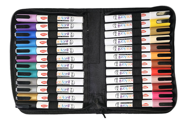 marqueurs peinture 24 couleurs trousse de rangement - Marqueurs peinture : l'intensité de l'acrylique au bout des doigts - 10doigts.fr