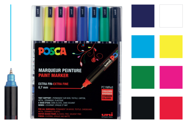 marqueurs posca - Feutres pointes fines : la précision pour le dessin et l'écriture - 10doigts.fr