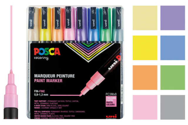 Marqueurs POSCA pointes fines - couleurs pastels assorties - Marqueurs POSCA : la référence mondiale de la peinture nomade - 10doigts.fr