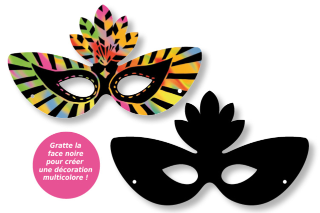 Masque à gratter loup - Cartes à gratter et à poinçonner : révélez votre créativité en relief - 10doigts.fr