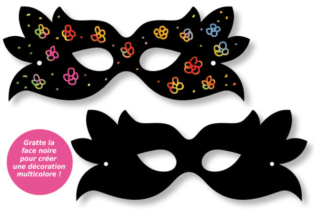 Masque à gratter carnaval - Cartes à gratter et à poinçonner : révélez votre créativité en relief - 10doigts.fr