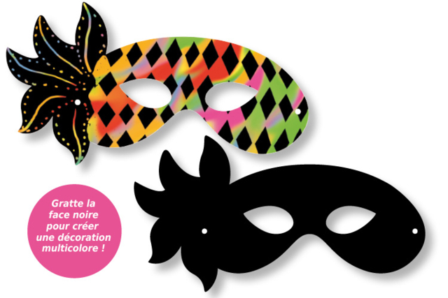 Masque à gratter arlequin - Cartes à gratter et à poinçonner : révélez votre créativité en relief - 10doigts.fr