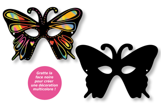 Masque à gratter papillon - Cartes à gratter et à poinçonner : révélez votre créativité en relief - 10doigts.fr