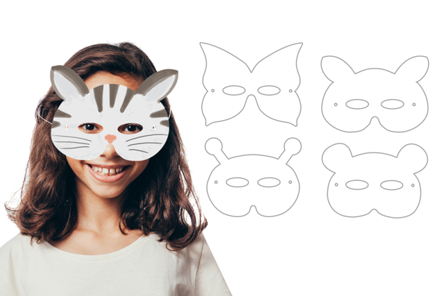 Masque animaux 13846 - Masques créatifs enfants - 10doigts.fr
