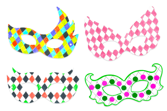 masque carnaval arlequin - Masques créatifs enfants - 10doigts.fr