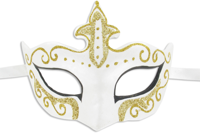 masque vénitien blanc or - Masques de Carnaval - 10doigts.fr