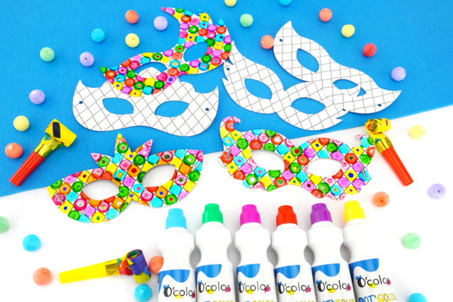 Masques de Carnaval à tamponner - Masques créatifs enfants - 10doigts.fr
