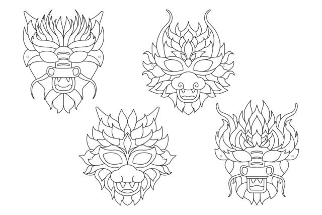 masques dragons à colorier - Masques créatifs enfants - 10doigts.fr