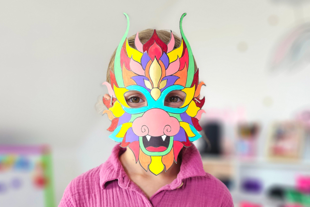 Masques dragons enfant colorier - Masques créatifs enfants - 10doigts.fr