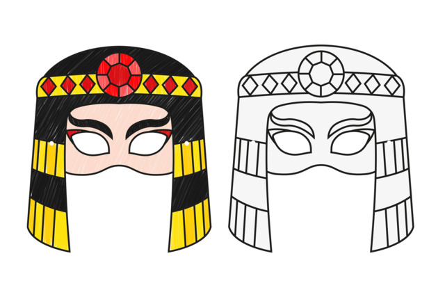 Masques Egyptiens à colorier - 3 sets (12 masques) - Masques à colorier - 10doigts.fr