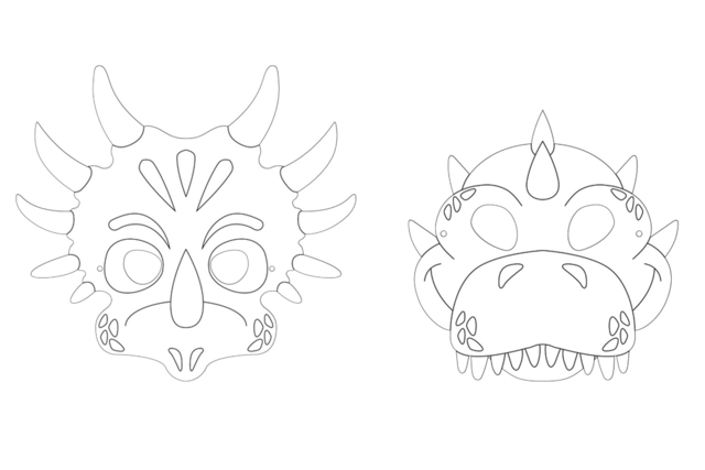 masques enfants dinosaures - Masques à colorier - 10doigts.fr