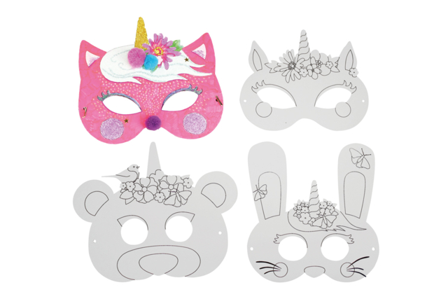 masques licorne à colorier - Masques créatifs enfants - 10doigts.fr