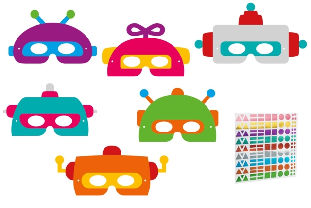 Masques robots + gommettes brillantes - Masques créatifs enfants - 10doigts.fr