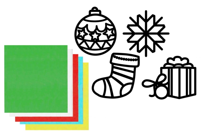 matériel Kit attrape soleil Noël + papiers de soie - 4  pièces - Décors de fenêtres Noël - 10doigts.fr