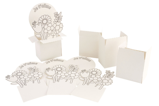 materiel Kit boîtes fleuries à colorier - Kits fête des parents - 10doigts.fr