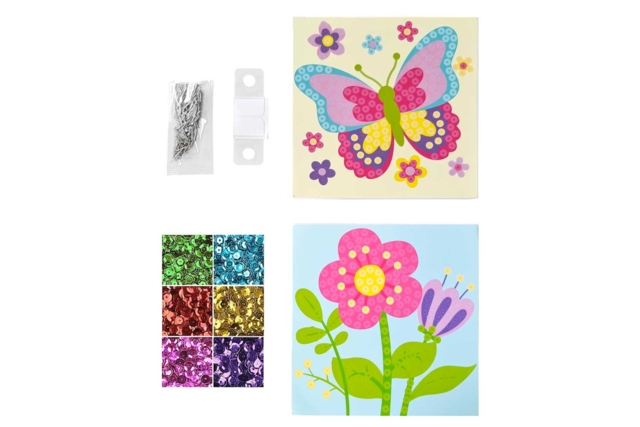 materiel Kit tableaux sequins fleur et papillon  - Kits clés en main - 10doigts.fr