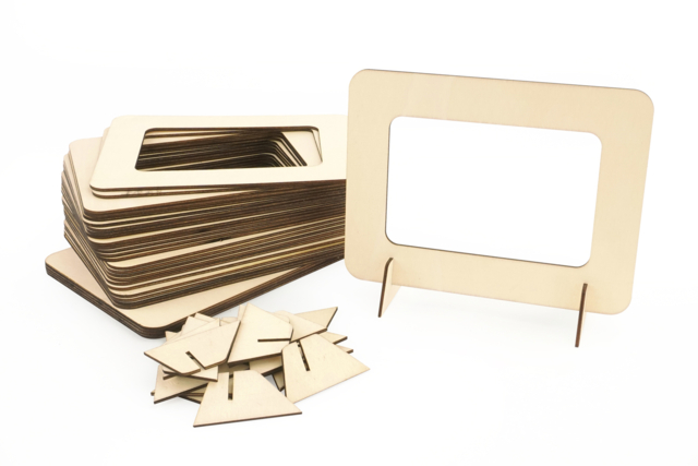 Méga lot cadres bois à poser - 30 pièces - Cadres photo en bois à décorer - 10doigts.fr