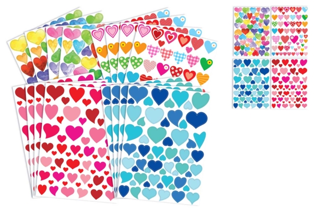 Méga set de 936 gommettes coeurs - 16 planches - Gommettes cœur : des cœurs adhésifs pour vos activités créatives - 10doigts.fr
