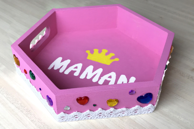 Mini plateau fête des mères - Plateaux en bois à décorer - 10doigts.fr