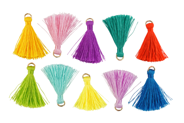 Mini pompons avec anneau - 10 pièces - Pompons pour bricolage créatif - 10doigts.fr
