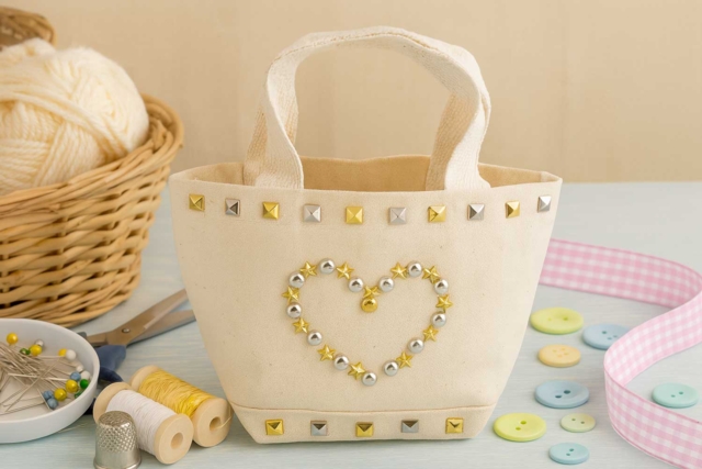 mini sac coton clous rivet - Coton, lin - Textiles - 10doigts.fr