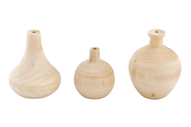 Mini vases en bois materiel - Objets en bois à décorer pour la maison - 10doigts.fr