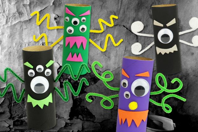 Monstres en rouleaux en carton - Chenilles, cure-pipe - 10doigts.fr