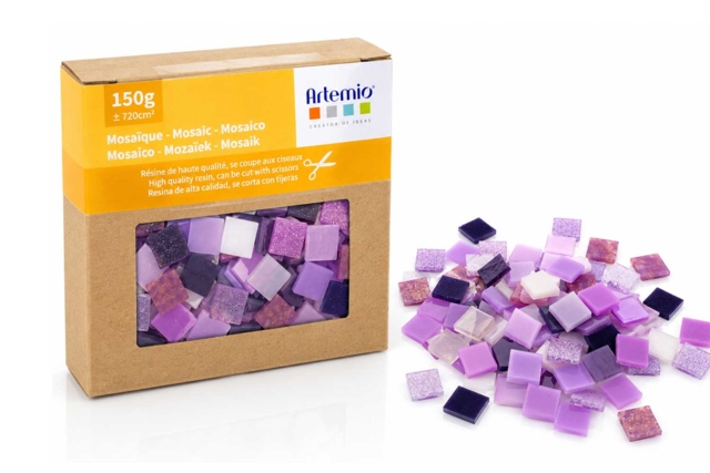Mosaiques en résine, 1 x 1 cm - Mix violet - Mosaïques en résine - 10doigts.fr