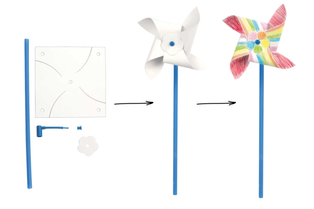 Moulins à vent à décorer - 8 pièces - Supports en papier - 10doigts.fr