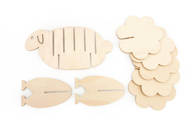 Mouton 5 dessous-de-verre à assembler - Objets en bois à décorer pour la cuisine - 10doigts.fr