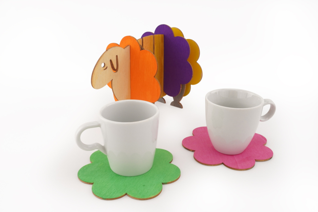 Mouton 5 dessous-de-verre ambiance - Objets en bois à décorer pour la cuisine - 10doigts.fr