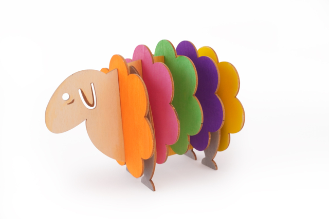 Mouton 5 dessous-de-verre arc en ciel - Objets en bois à décorer pour la cuisine - 10doigts.fr