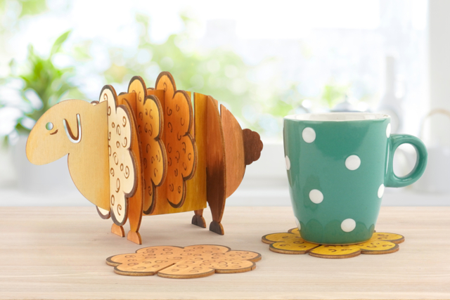 Mouton 5 dessous-de-verre création - Objets en bois à décorer pour la cuisine - 10doigts.fr
