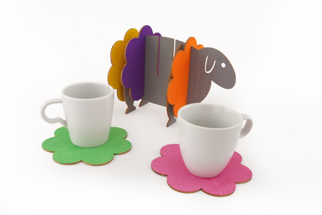 Mouton 5 dessous-de-verre peinture - Objets en bois à décorer pour la cuisine - 10doigts.fr